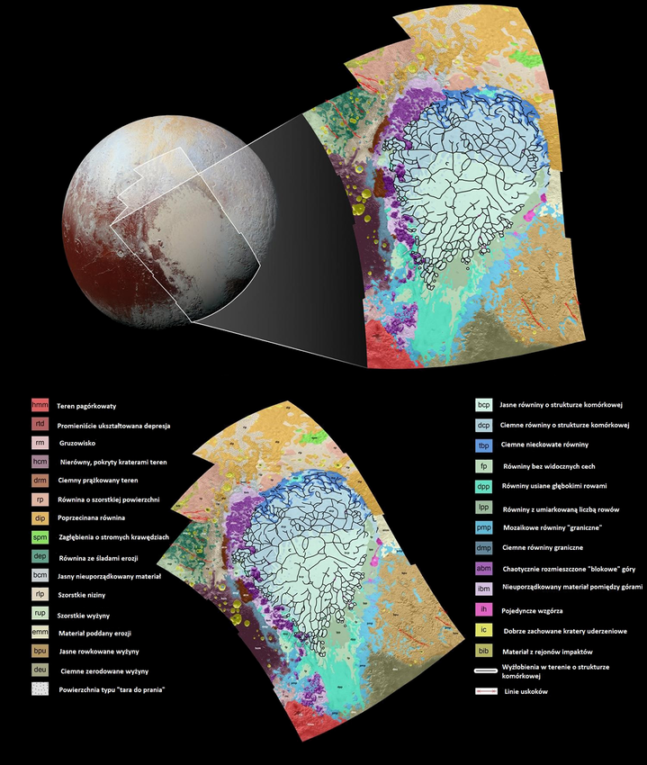 Mapa geologii Plutona