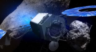  Statek ARM przechwytuje asteroidę - jedna z wizualizacji