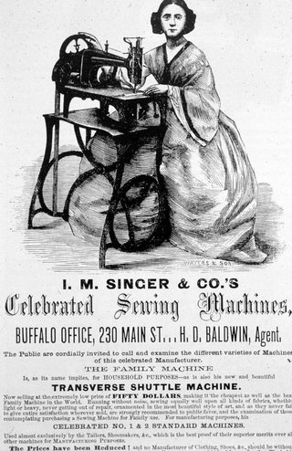 Reklama maszyn Singera z XIX wieku