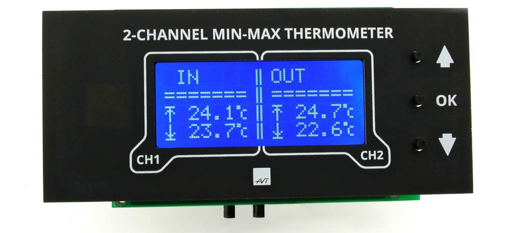 AVT1999 - dwukanałowy termometr MIN-MAX z alarmem