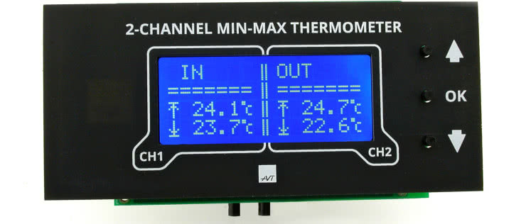 AVT1999 - dwukanałowy termometr MIN-MAX z alarmem