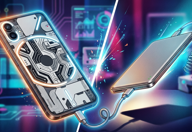 E-atrament na obudowie smartfona i powerbank o grubości 6 milimetrów