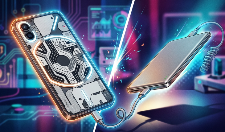 E-atrament na obudowie smartfona i powerbank o grubości 6 milimetrów