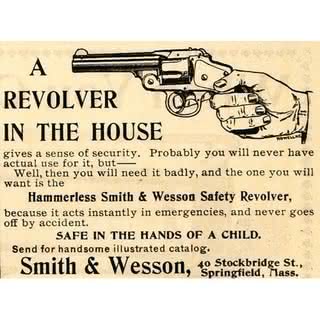 Stara prasowa reklama bezpiecznego rewolweru Smith & Wesson