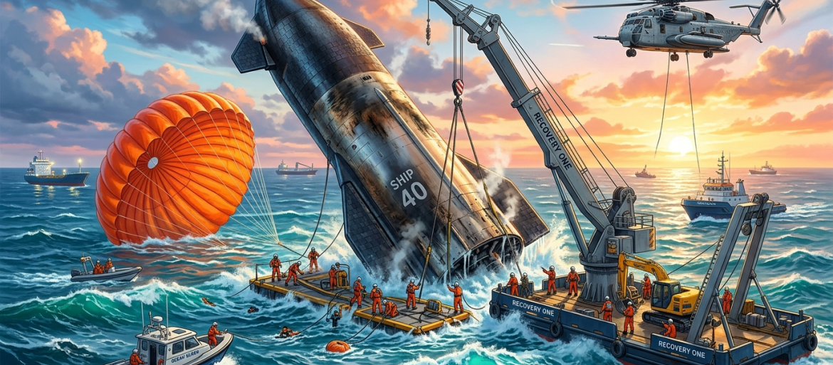 Historyczny odzysk Starshipa – Ship 40 przetrwał wodowanie na Oceanie Indyjskim
