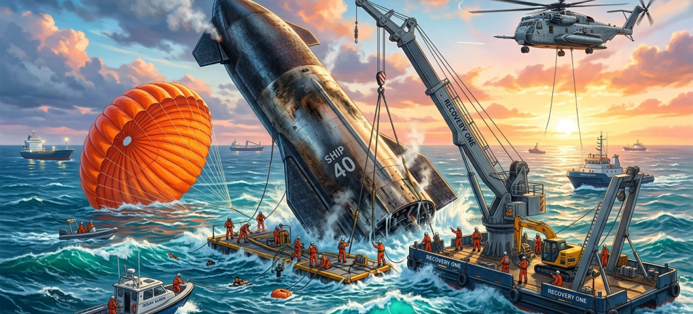 Historyczny odzysk Starshipa – Ship 40 przetrwał wodowanie na Oceanie Indyjskim