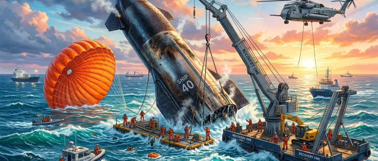 Historyczny odzysk Starshipa – Ship 40 przetrwał wodowanie na Oceanie Indyjskim