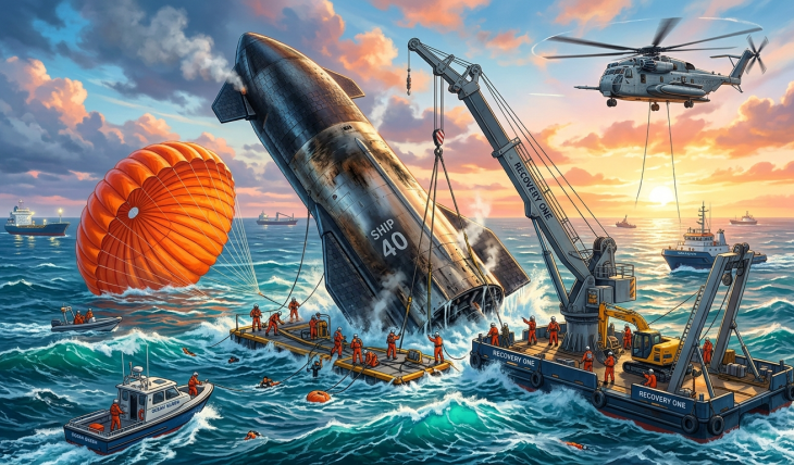 Historyczny odzysk Starshipa – Ship 40 przetrwał wodowanie na Oceanie Indyjskim