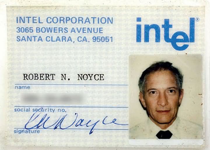Karta pracownicza Roberta Noyce’a w Intelu