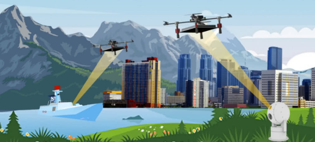 Dron latający bez końca zasilany zdalnie laserem