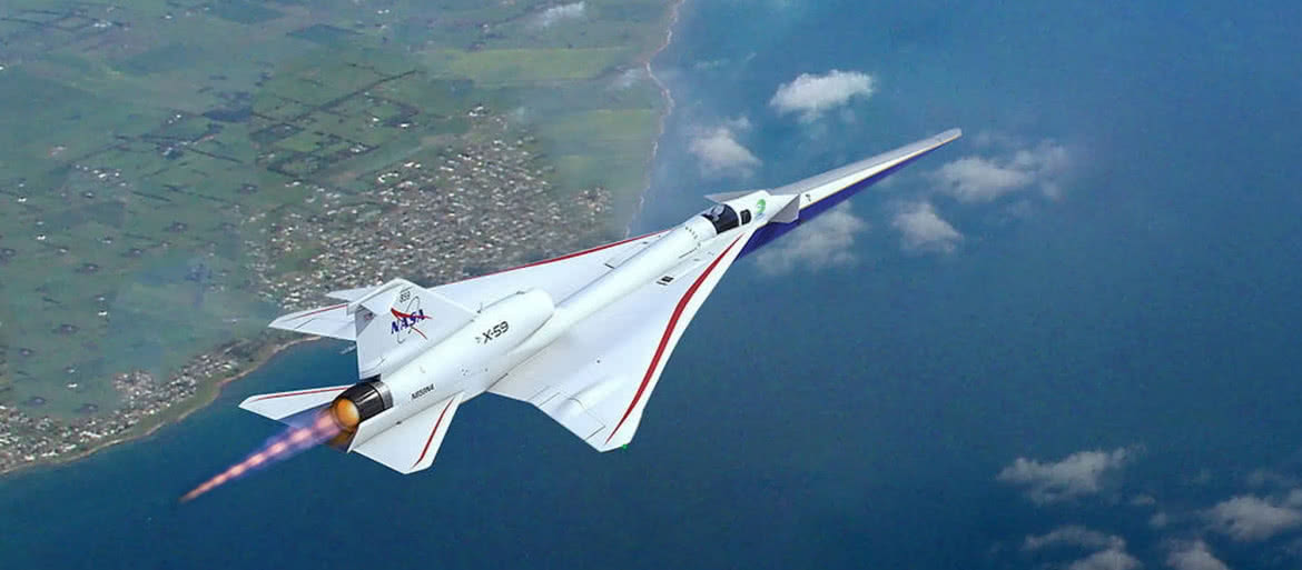 X-59 w swoim pierwszym locie