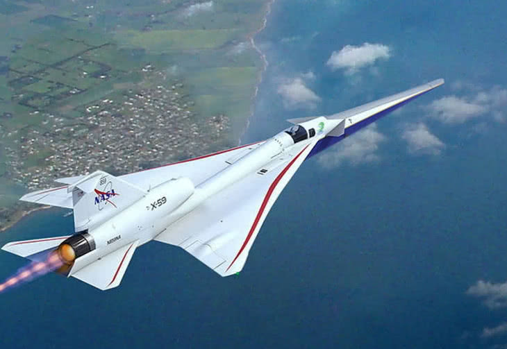 X-59 w swoim pierwszym locie