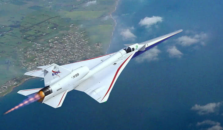 X-59 w swoim pierwszym locie