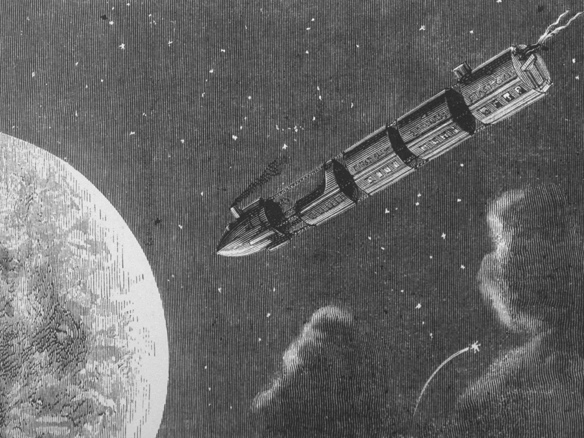 Первые межпланетные полеты. Жюль Верн космический корабль. Жюль Верн путешествие на луну. Верн Жюль "из пушки на луну". От земли до Луны Жюль Верн.