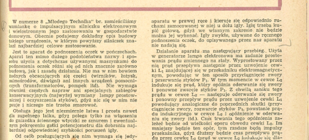 Elektronowy aparat do podnoszenia oczek
