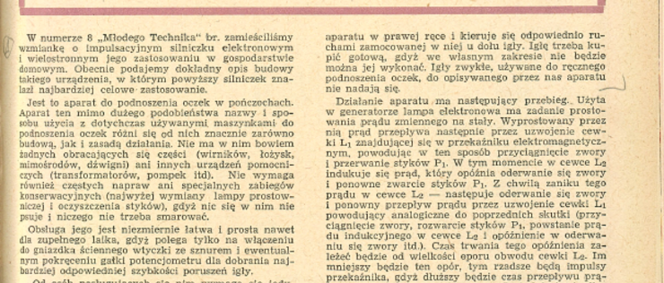 Elektronowy aparat do podnoszenia oczek