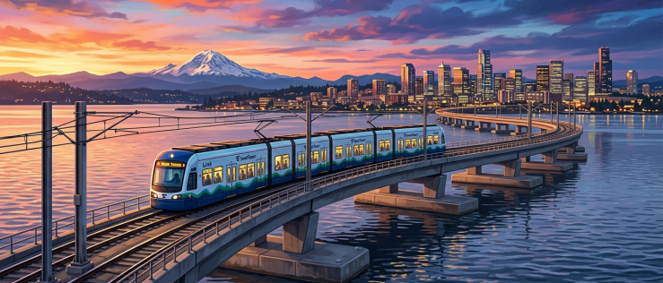 Szyny na falach - pierwsza na świecie pływająca kolej połączyła Seattle i Bellevue