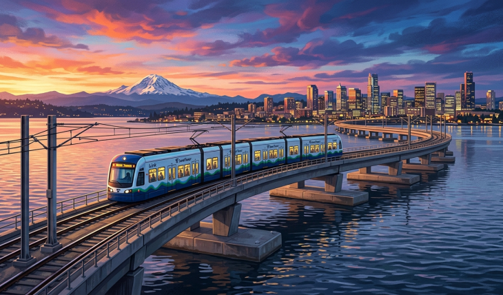 Szyny na falach - pierwsza na świecie pływająca kolej połączyła Seattle i Bellevue